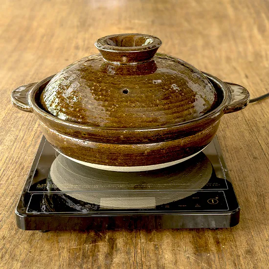 IH対応土鍋 アメ釉