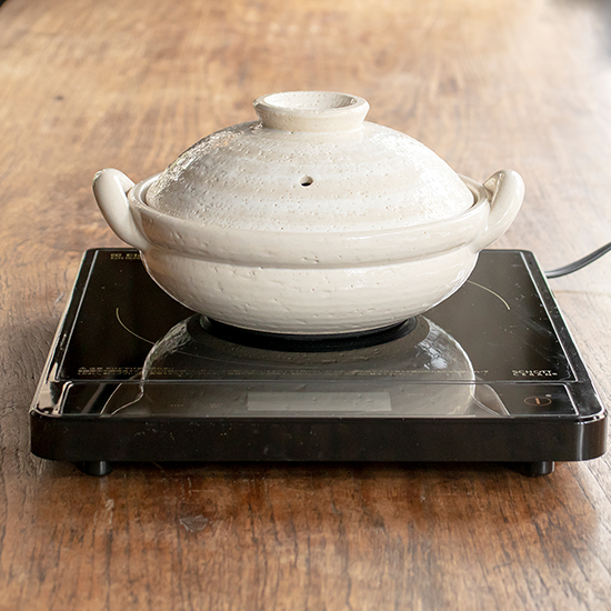 IH対応蒸し小鍋 白刷毛目